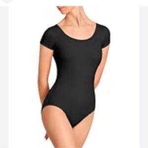 Stelle Black Leotard Bodysuit Short Sleeve Size 120 Girls 6/7